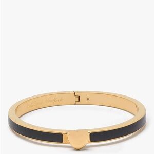 Kate Spade Heart You Enamel Hinged Bangle Black and Gold